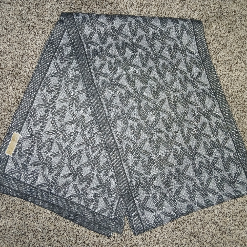 Michael Kors Silver and Grey Monogram Logo Scarf